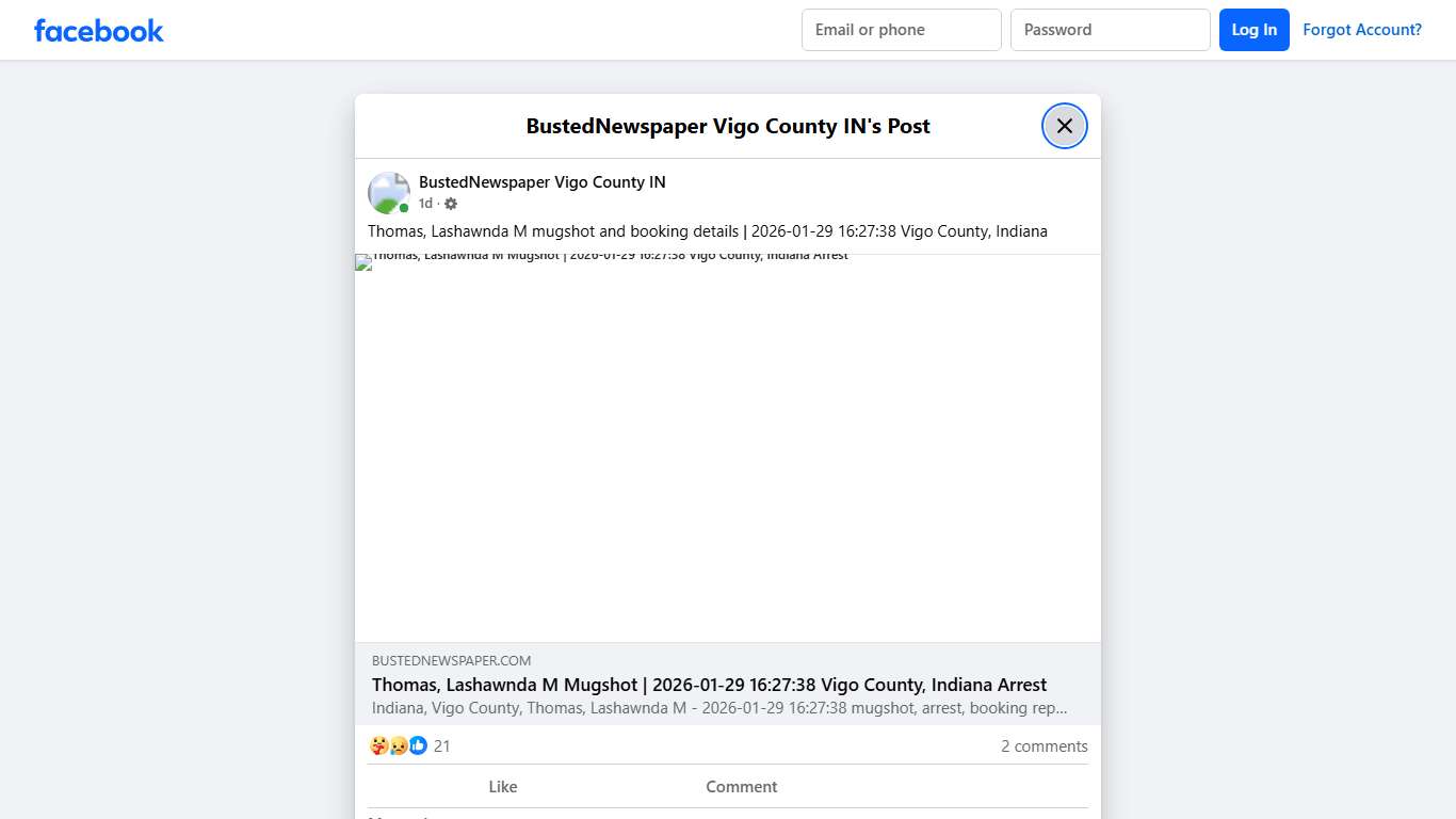 Thomas, Lashawnda M... - BustedNewspaper Vigo County IN Facebook